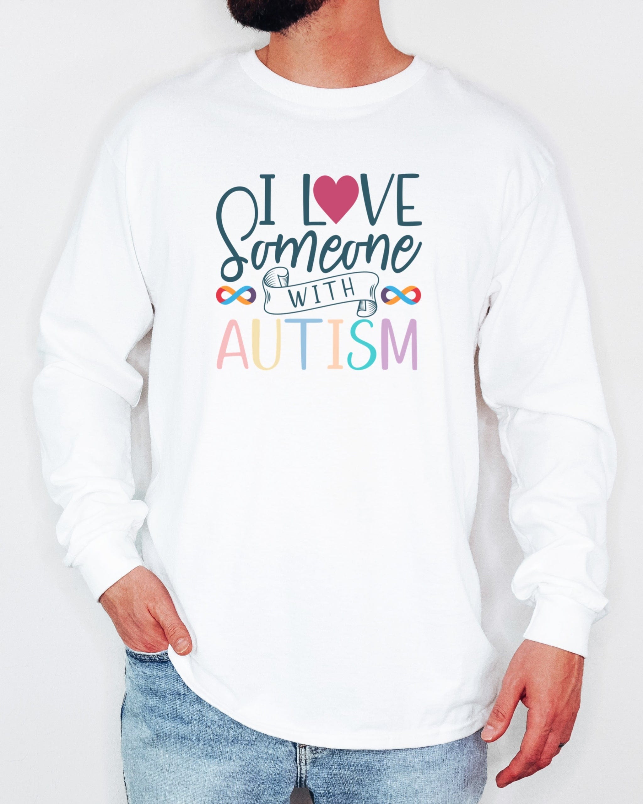 I Love Someone With Autism Long Sleeve T-Shirt-Neurodiversity, ADHD & Autism Awareness & Acceptance Long-sleeve by Daily Bloom