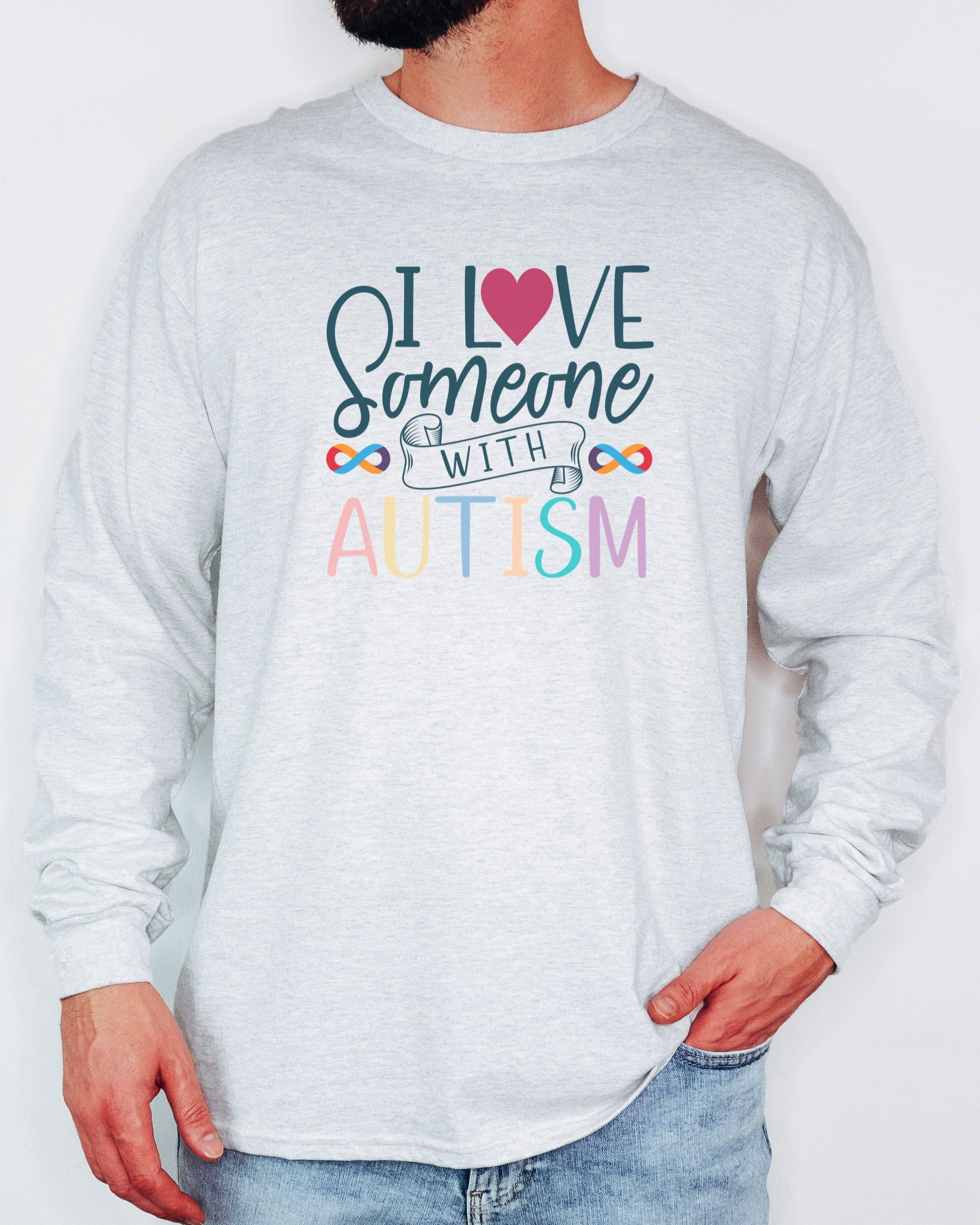 I Love Someone With Autism Long Sleeve T-Shirt-Neurodiversity, ADHD & Autism Awareness & Acceptance Long-sleeve by Daily Bloom