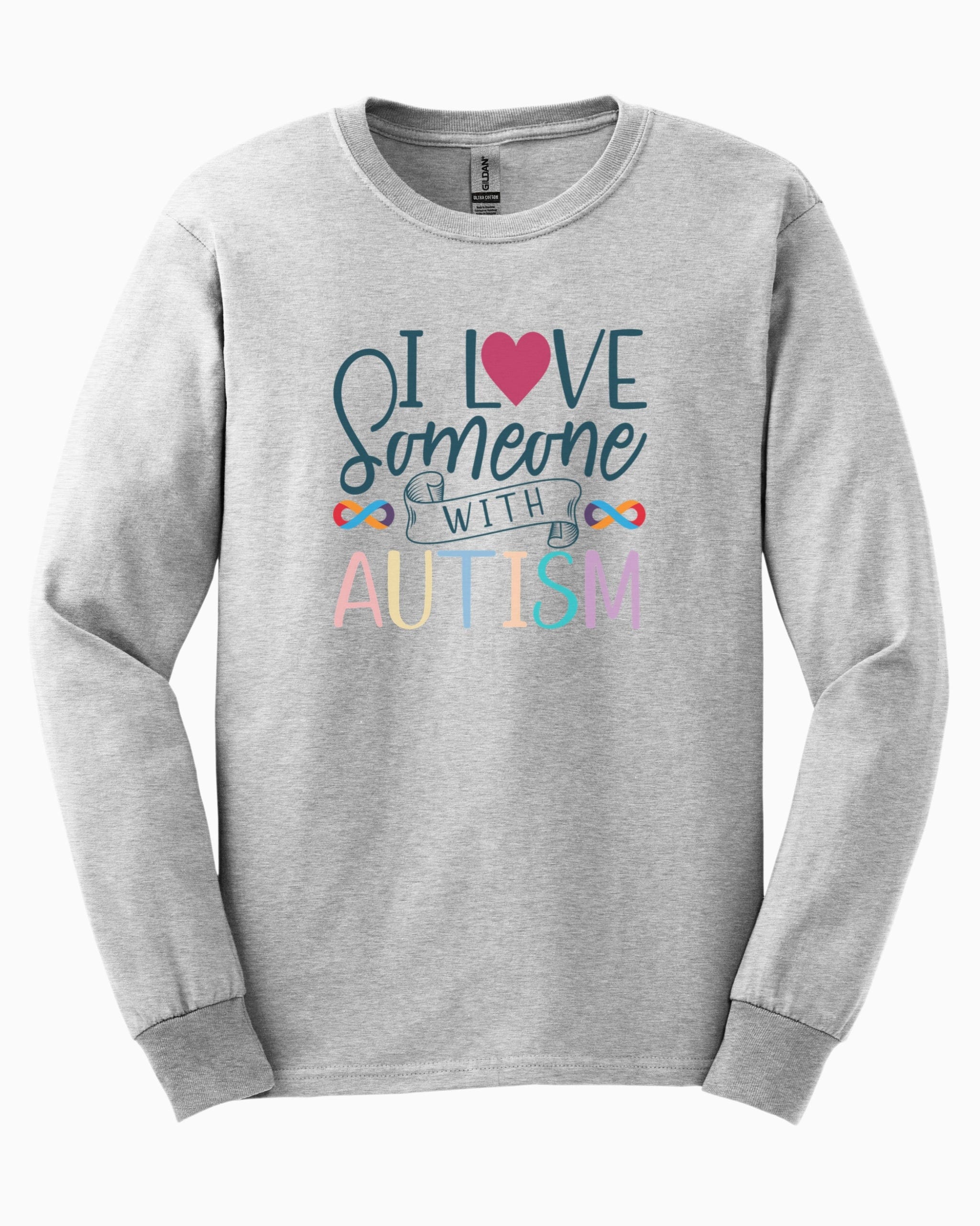I Love Someone With Autism Long Sleeve T-Shirt-Ash-Neurodiversity, ADHD & Autism Awareness & Acceptance Long-sleeve by Daily Bloom