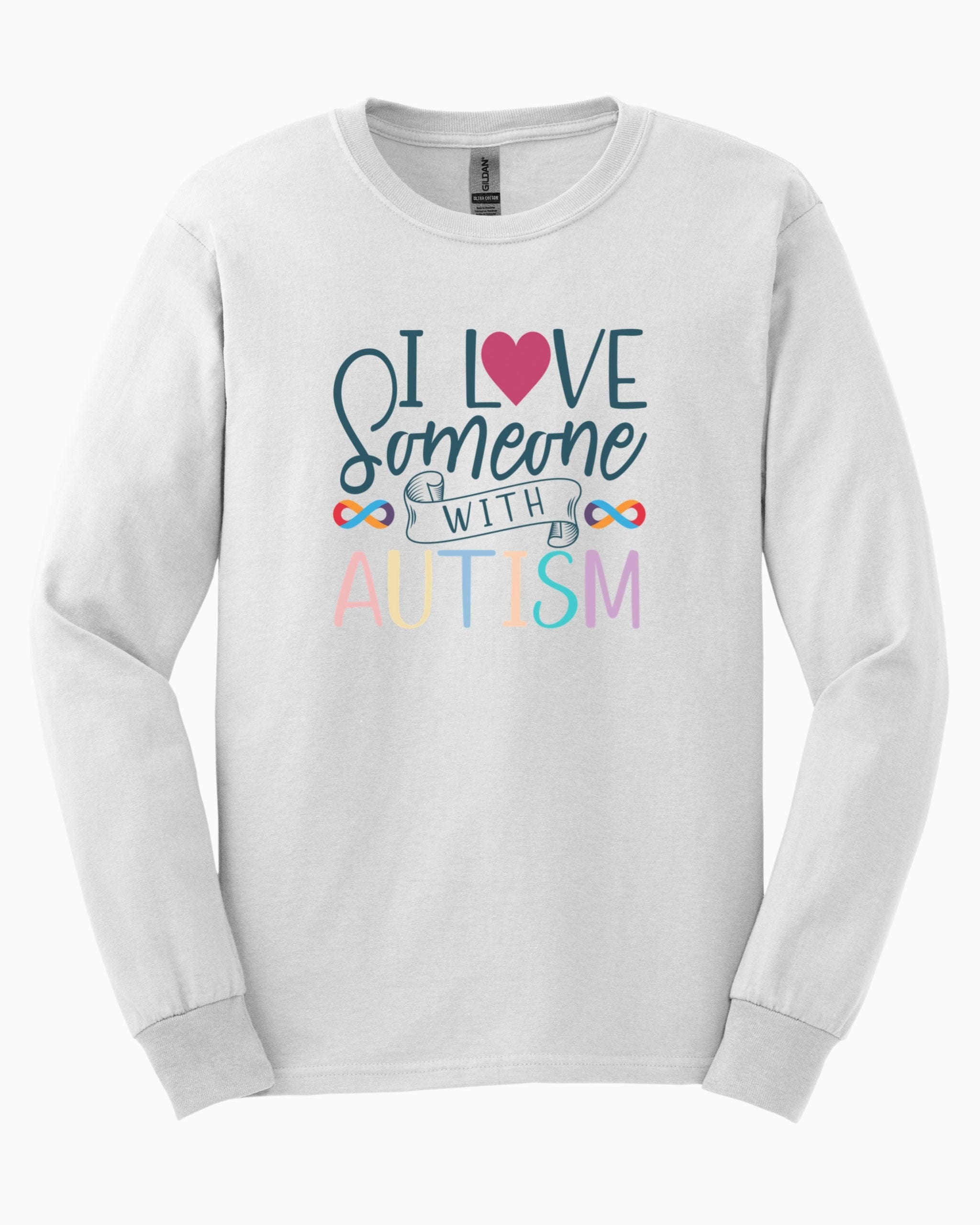 I Love Someone With Autism Long Sleeve T-Shirt-White-Neurodiversity, ADHD & Autism Awareness & Acceptance Long-sleeve by Daily Bloom