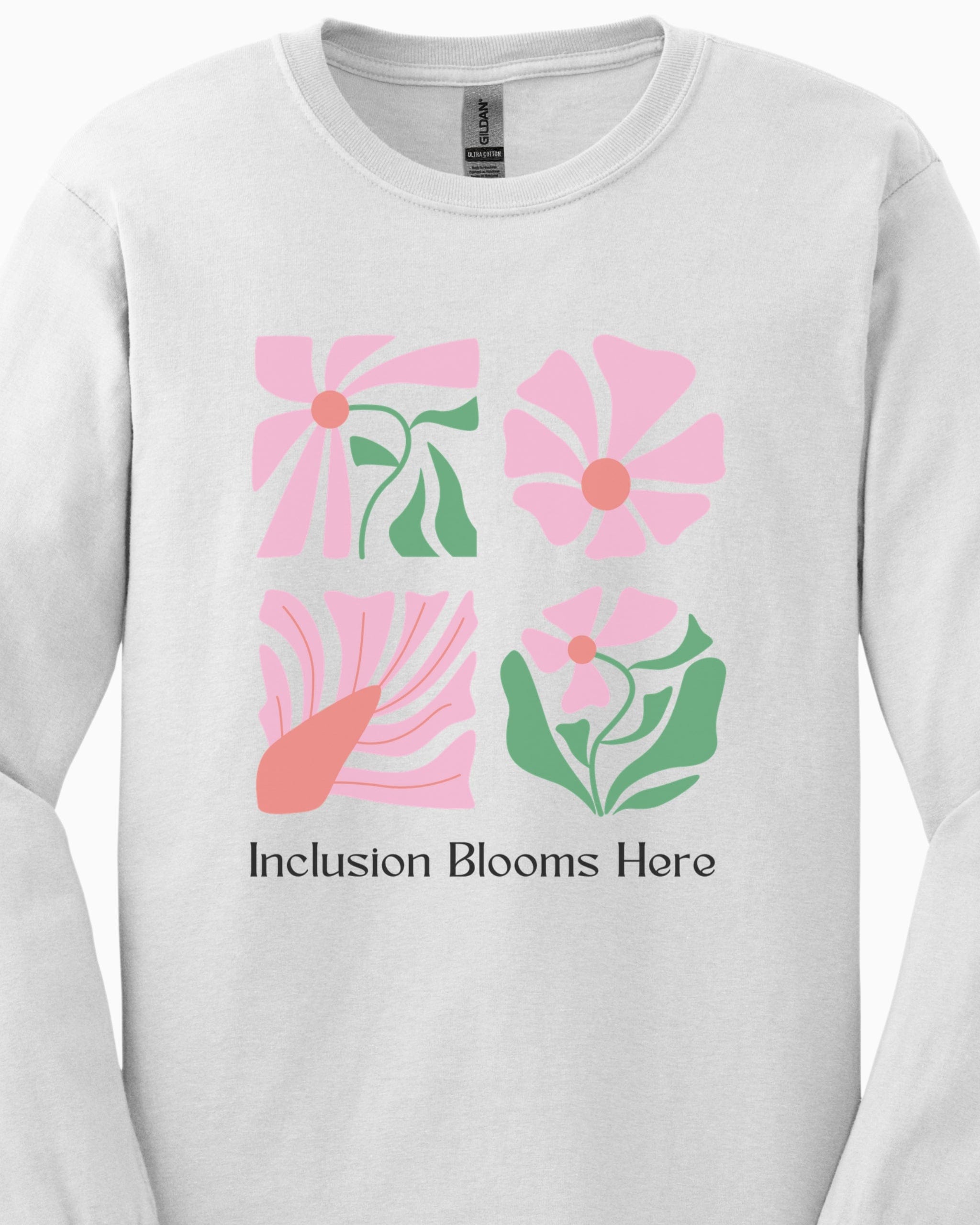 Inclusion Blooms Here Long Sleeve T-Shirt-Neurodiversity, ADHD & Autism Awareness & Acceptance Long-sleeve by Daily Bloom