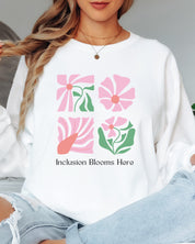 Inclusion Blooms Here Long Sleeve T-Shirt-Neurodiversity, ADHD & Autism Awareness & Acceptance Long-sleeve by Daily Bloom