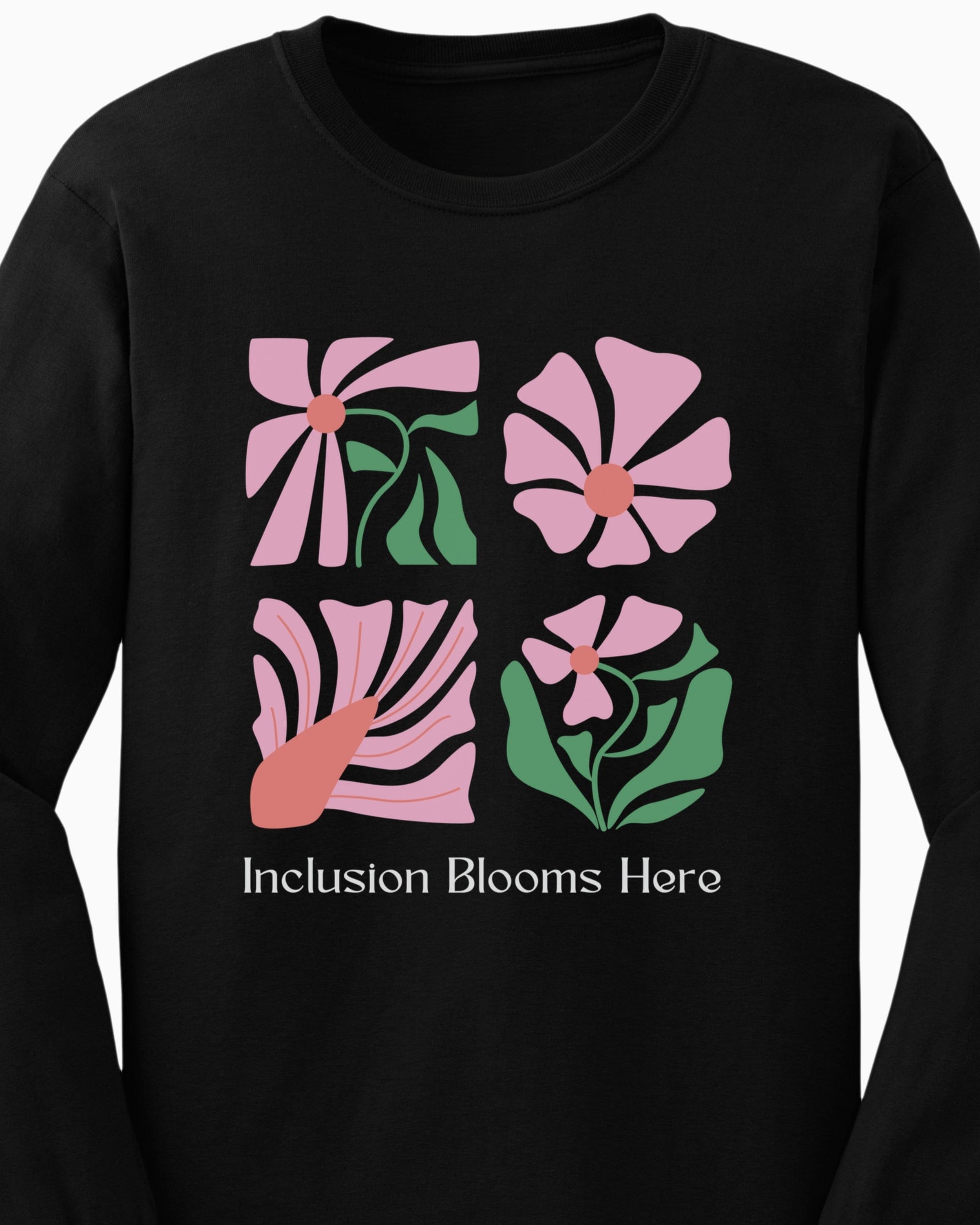 Inclusion Blooms Here Long Sleeve T-Shirt-Neurodiversity, ADHD & Autism Awareness & Acceptance Long-sleeve by Daily Bloom
