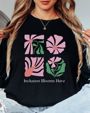 Inclusion Blooms Here Long Sleeve T-Shirt-Neurodiversity, ADHD & Autism Awareness & Acceptance Long-sleeve by Daily Bloom