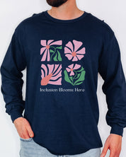 Inclusion Blooms Here Long Sleeve T-Shirt-Neurodiversity, ADHD & Autism Awareness & Acceptance Long-sleeve by Daily Bloom