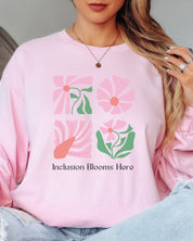 Inclusion Blooms Here Long Sleeve T-Shirt-Neurodiversity, ADHD & Autism Awareness & Acceptance Long-sleeve by Daily Bloom
