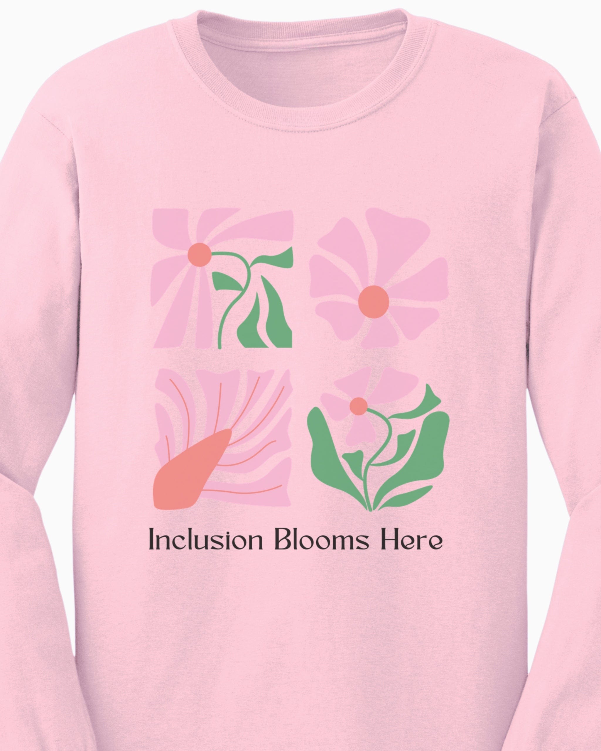 Inclusion Blooms Here Long Sleeve T-Shirt-Neurodiversity, ADHD & Autism Awareness & Acceptance Long-sleeve by Daily Bloom