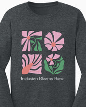 Inclusion Blooms Here Long Sleeve T-Shirt-Neurodiversity, ADHD & Autism Awareness & Acceptance Long-sleeve by Daily Bloom