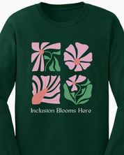 Inclusion Blooms Here Long Sleeve T-Shirt-Neurodiversity, ADHD & Autism Awareness & Acceptance Long-sleeve by Daily Bloom