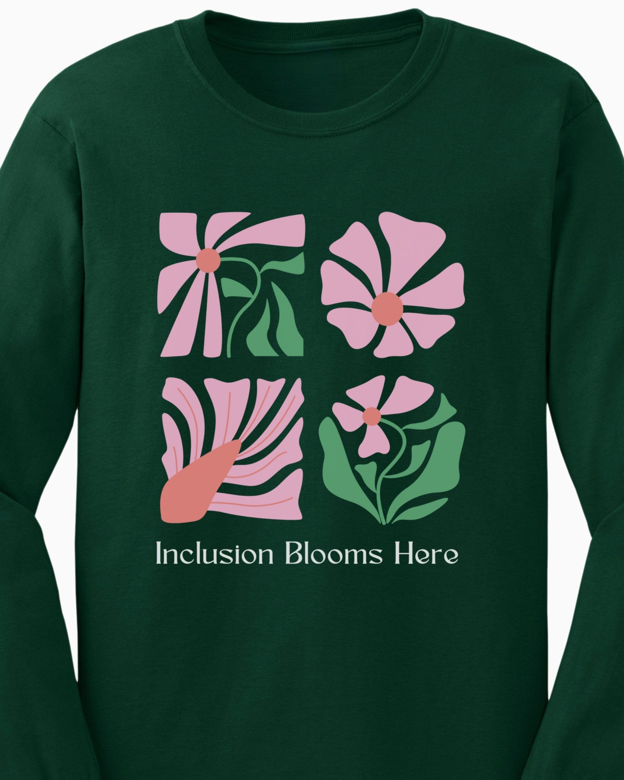 Inclusion Blooms Here Long Sleeve T-Shirt-Neurodiversity, ADHD & Autism Awareness & Acceptance Long-sleeve by Daily Bloom