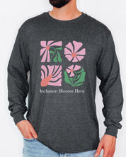 Inclusion Blooms Here Long Sleeve T-Shirt-Neurodiversity, ADHD & Autism Awareness & Acceptance Long-sleeve by Daily Bloom