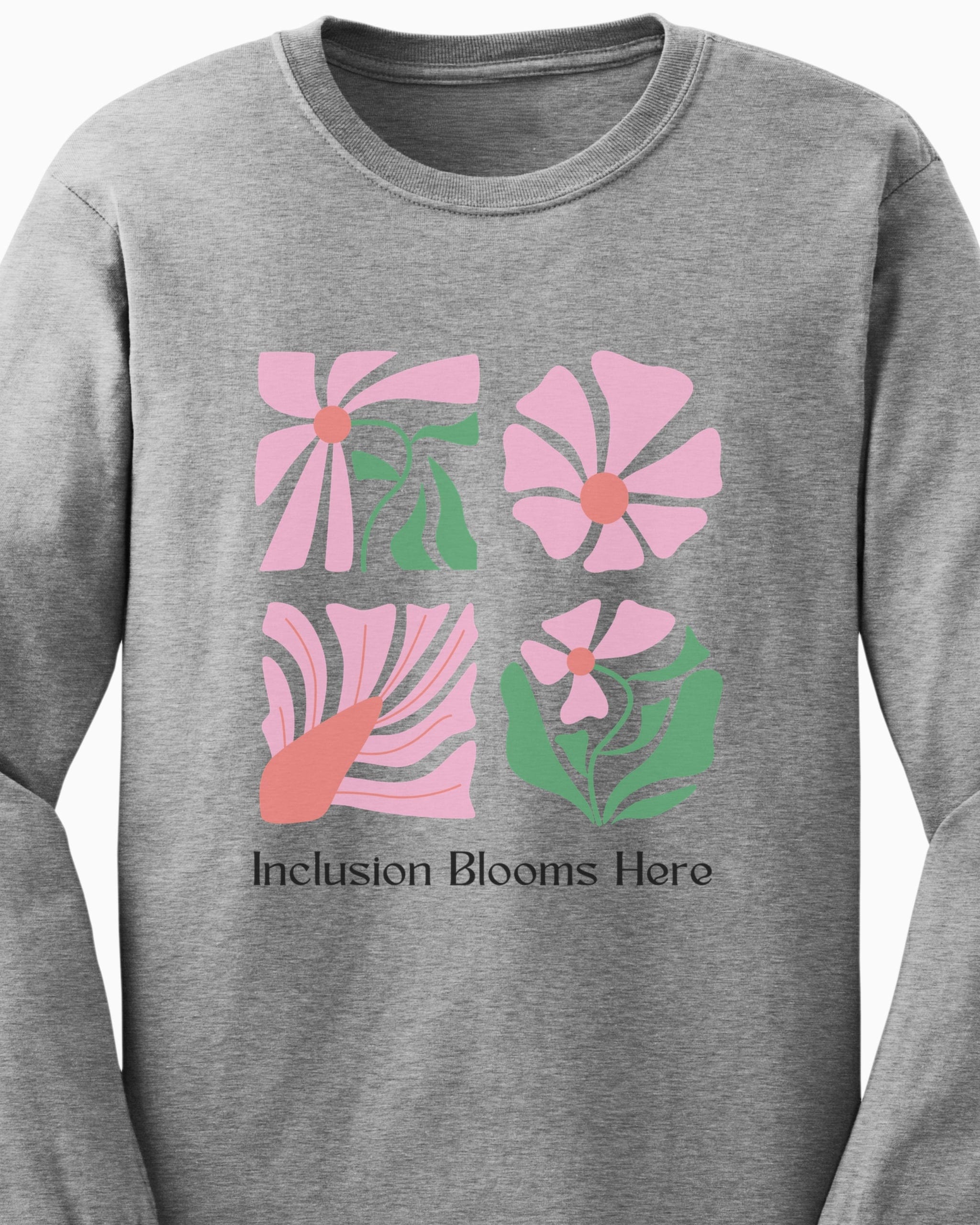 Inclusion Blooms Here Long Sleeve T-Shirt-Neurodiversity, ADHD & Autism Awareness & Acceptance Long-sleeve by Daily Bloom