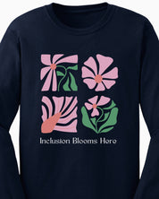 Inclusion Blooms Here Long Sleeve T-Shirt-Neurodiversity, ADHD & Autism Awareness & Acceptance Long-sleeve by Daily Bloom
