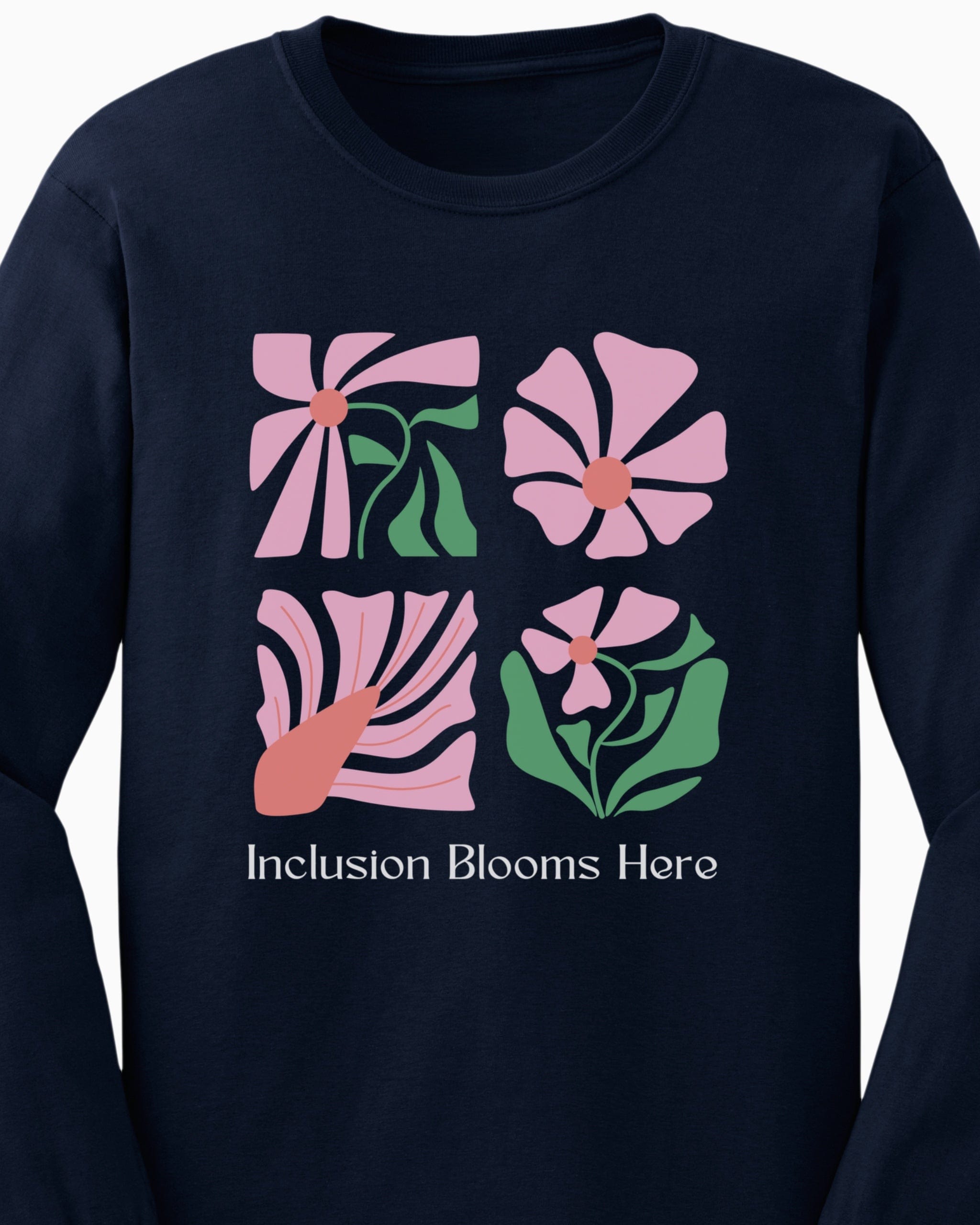 Inclusion Blooms Here Long Sleeve T-Shirt-Neurodiversity, ADHD & Autism Awareness & Acceptance Long-sleeve by Daily Bloom