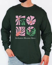 Inclusion Blooms Here Long Sleeve T-Shirt-Neurodiversity, ADHD & Autism Awareness & Acceptance Long-sleeve by Daily Bloom