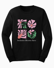 Inclusion Blooms Here Long Sleeve T-Shirt-Black-Neurodiversity, ADHD & Autism Awareness & Acceptance Long-sleeve by Daily Bloom