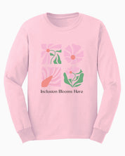 Inclusion Blooms Here Long Sleeve T-Shirt-Light Pink-Neurodiversity, ADHD & Autism Awareness & Acceptance Long-sleeve by Daily Bloom