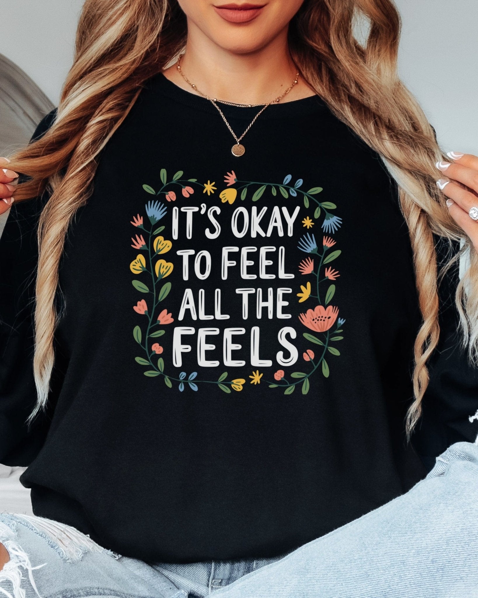 Autism Long - sleeve - It's Okay To Feel All The Feels Long Sleeve T-Shirt - Daily Bloom