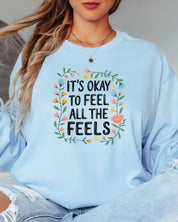 It's Okay To Feel All The Feels Long Sleeve T-Shirt-Neurodiversity, ADHD & Autism Awareness & Acceptance Long-sleeve by Daily Bloom