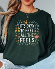 It's Okay To Feel All The Feels Long Sleeve T-Shirt-Neurodiversity, ADHD & Autism Awareness & Acceptance Long-sleeve by Daily Bloom