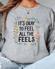 It's Okay To Feel All The Feels Long Sleeve T-Shirt-Neurodiversity, ADHD & Autism Awareness & Acceptance Long-sleeve by Daily Bloom