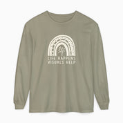 Autism Long-sleeve By Daily Bloom Life Happens Visuals Help Comfort Colors Long Sleeve T-Shirt Sandstone / S
