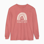 Autism Long-sleeve By Daily Bloom Life Happens Visuals Help Comfort Colors Long Sleeve T-Shirt Watermelon / S