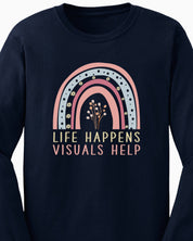 Life Happens Visuals Help Long Sleeve T-Shirt-Neurodiversity, ADHD & Autism Awareness & Acceptance Long-sleeve by Daily Bloom
