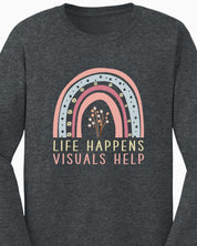 Life Happens Visuals Help Long Sleeve T-Shirt-Neurodiversity, ADHD & Autism Awareness & Acceptance Long-sleeve by Daily Bloom