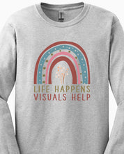 Life Happens Visuals Help Long Sleeve T-Shirt-Neurodiversity, ADHD & Autism Awareness & Acceptance Long-sleeve by Daily Bloom