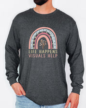 Life Happens Visuals Help Long Sleeve T-Shirt-Neurodiversity, ADHD & Autism Awareness & Acceptance Long-sleeve by Daily Bloom