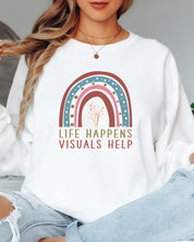 Life Happens Visuals Help Long Sleeve T-Shirt-Neurodiversity, ADHD & Autism Awareness & Acceptance Long-sleeve by Daily Bloom
