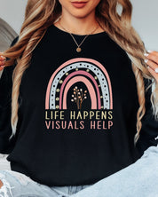 Life Happens Visuals Help Long Sleeve T-Shirt-Neurodiversity, ADHD & Autism Awareness & Acceptance Long-sleeve by Daily Bloom