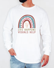 Life Happens Visuals Help Long Sleeve T-Shirt-Neurodiversity, ADHD & Autism Awareness & Acceptance Long-sleeve by Daily Bloom