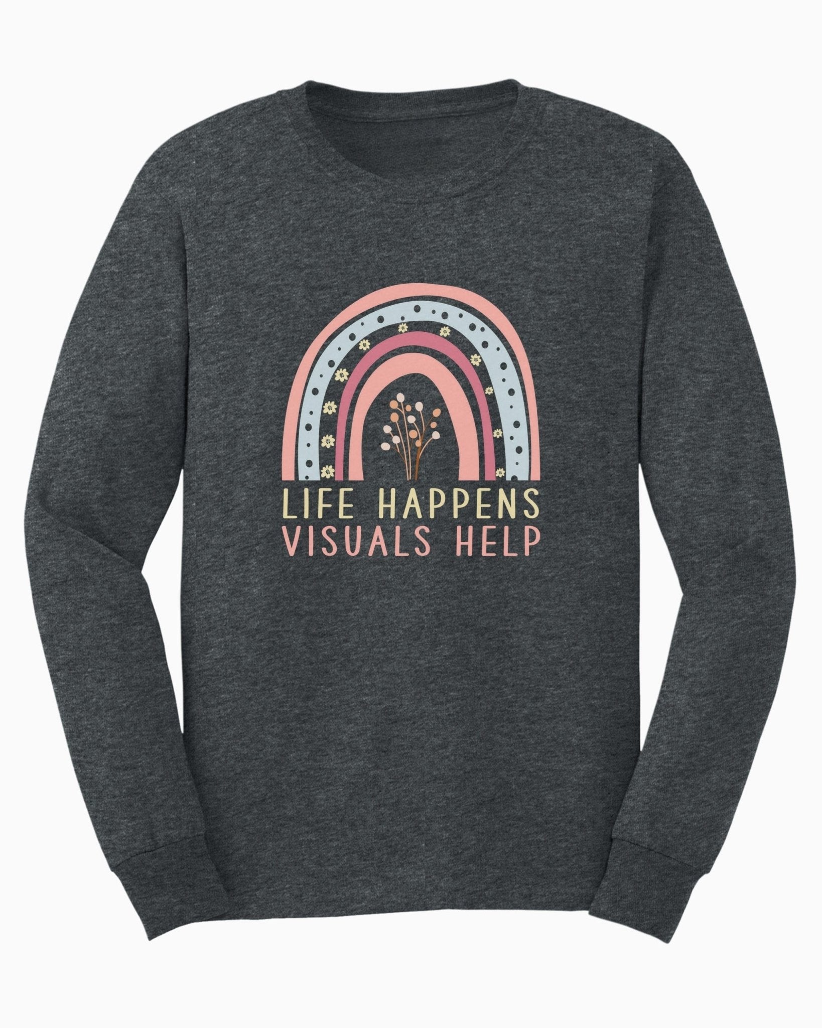 Autism Long - sleeve - Life Happens Visuals Help Long Sleeve T-Shirt - Daily Bloom