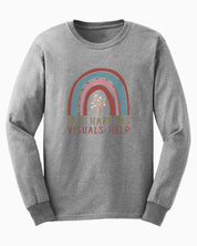 Life Happens Visuals Help Long Sleeve T-Shirt-Sport Grey-Neurodiversity, ADHD & Autism Awareness & Acceptance Long-sleeve by Daily Bloom