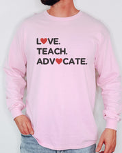 Love Teach Advocate - Love Hearts Long Sleeve T-Shirt-Neurodiversity, ADHD & Autism Awareness & Acceptance Long-sleeve by Daily Bloom
