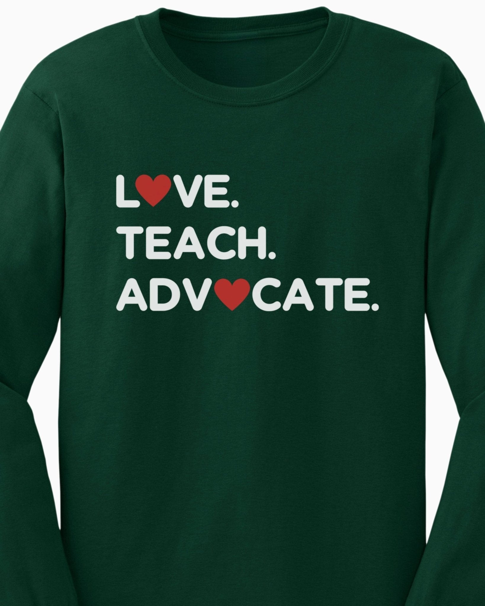 Autism Long - sleeve - Love Teach Advocate - Love Hearts Long Sleeve T-Shirt - Daily Bloom