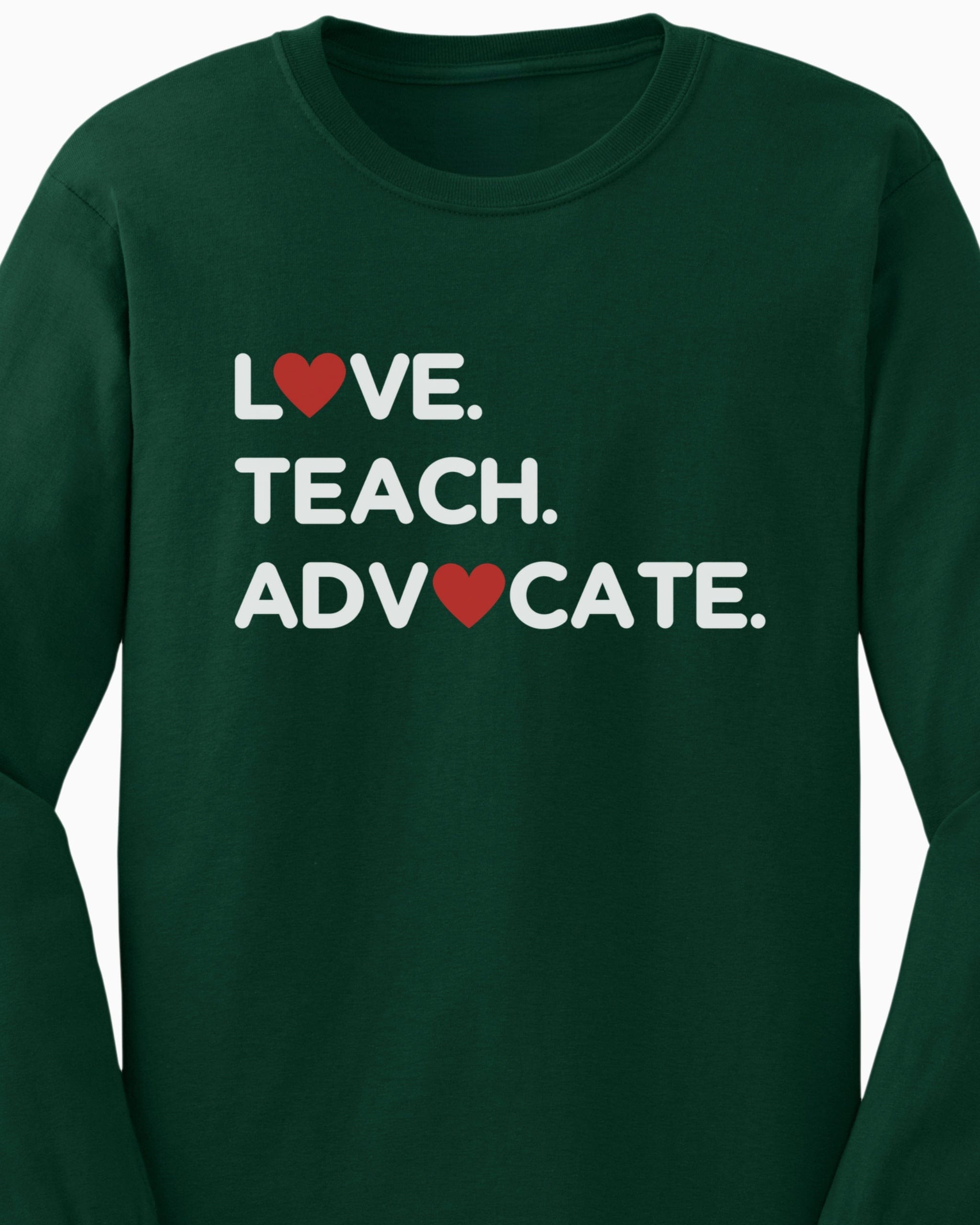 Love Teach Advocate - Love Hearts Long Sleeve T-Shirt-Neurodiversity, ADHD & Autism Awareness & Acceptance Long-sleeve by Daily Bloom