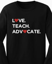 Love Teach Advocate - Love Hearts Long Sleeve T-Shirt-Neurodiversity, ADHD & Autism Awareness & Acceptance Long-sleeve by Daily Bloom