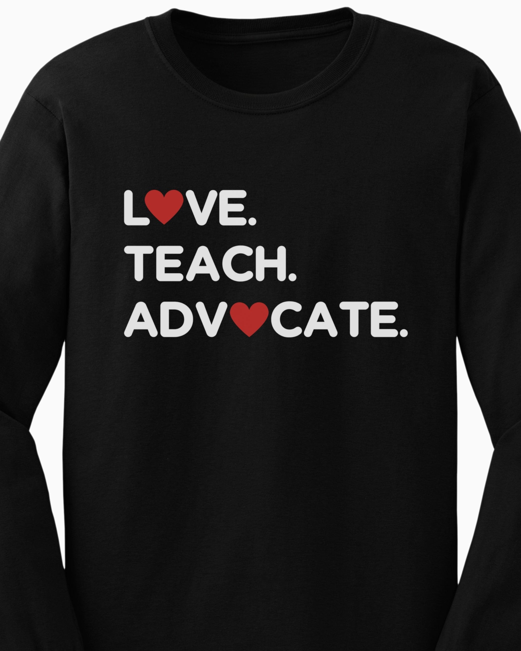 Love Teach Advocate - Love Hearts Long Sleeve T-Shirt-Neurodiversity, ADHD & Autism Awareness & Acceptance Long-sleeve by Daily Bloom