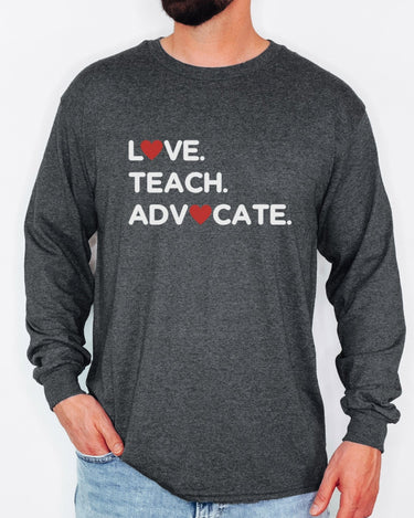 Autism Long - sleeve - Love Teach Advocate - Love Hearts Long Sleeve T-Shirt - Daily Bloom