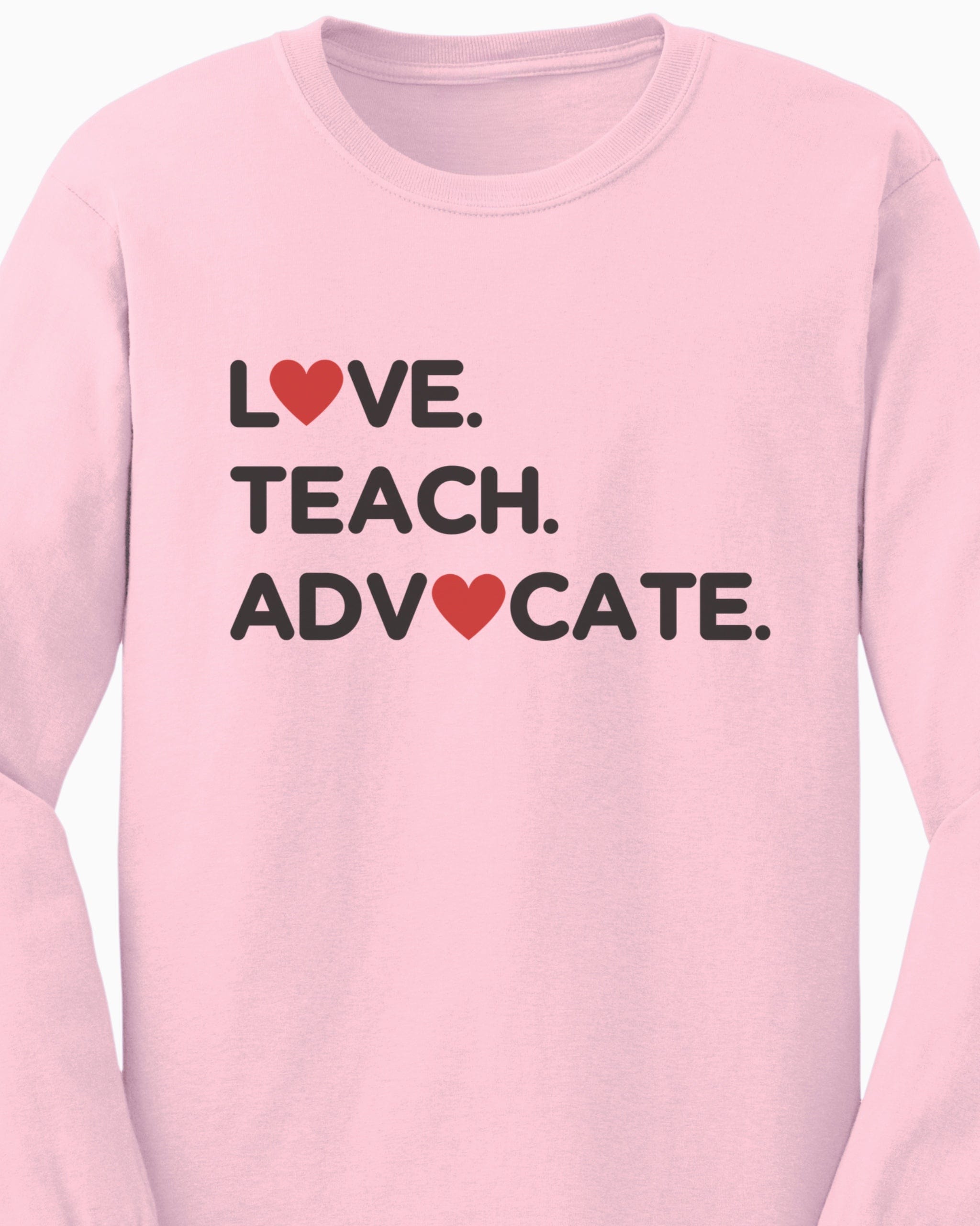 Love Teach Advocate - Love Hearts Long Sleeve T-Shirt-Neurodiversity, ADHD & Autism Awareness & Acceptance Long-sleeve by Daily Bloom