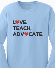 Love Teach Advocate - Love Hearts Long Sleeve T-Shirt-Neurodiversity, ADHD & Autism Awareness & Acceptance Long-sleeve by Daily Bloom