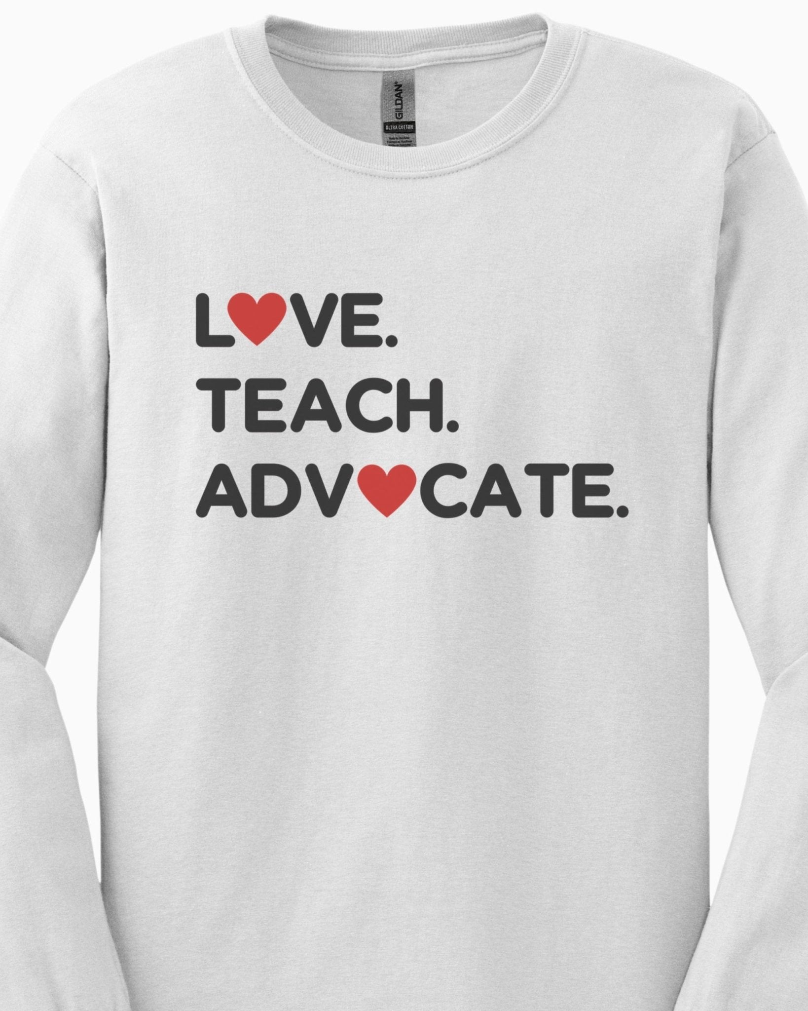 Autism Long - sleeve - Love Teach Advocate - Love Hearts Long Sleeve T-Shirt - Daily Bloom