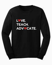 Love Teach Advocate - Love Hearts Long Sleeve T-Shirt-Black-Neurodiversity, ADHD & Autism Awareness & Acceptance Long-sleeve by Daily Bloom