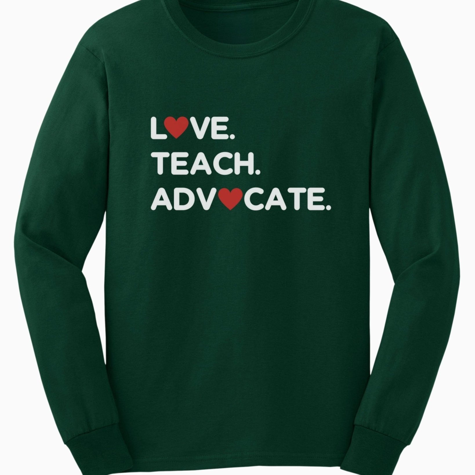 Autism Long - sleeve - Love Teach Advocate - Love Hearts Long Sleeve T-Shirt - Daily Bloom