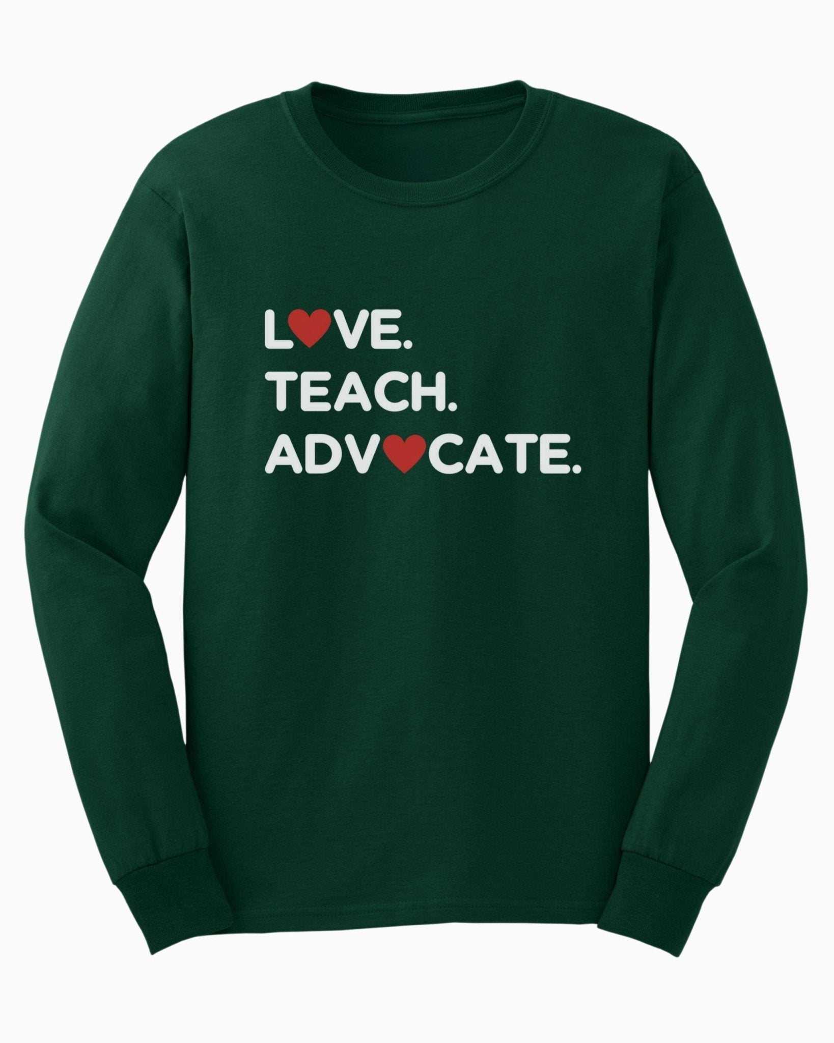 Autism Long - sleeve - Love Teach Advocate - Love Hearts Long Sleeve T-Shirt - Daily Bloom