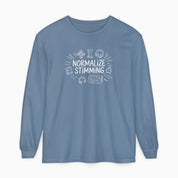 Autism Long-sleeve By Daily Bloom Normalize Stimming Comfort Colors Long Sleeve T-Shirt Blue Jean / S