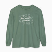 Autism Long-sleeve By Daily Bloom Normalize Stimming Comfort Colors Long Sleeve T-Shirt Light Green / S